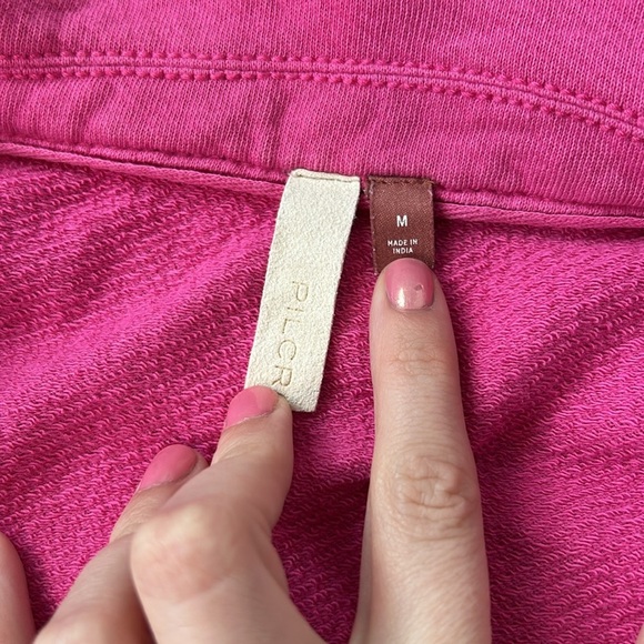 Pilcro Pink Oversized Terry Cloth Cotton Sweatshirt Size M - Picture 3 of 5